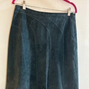 100% Leather lined suede skirt - deep turquoise in color - size 10  made by i.e.